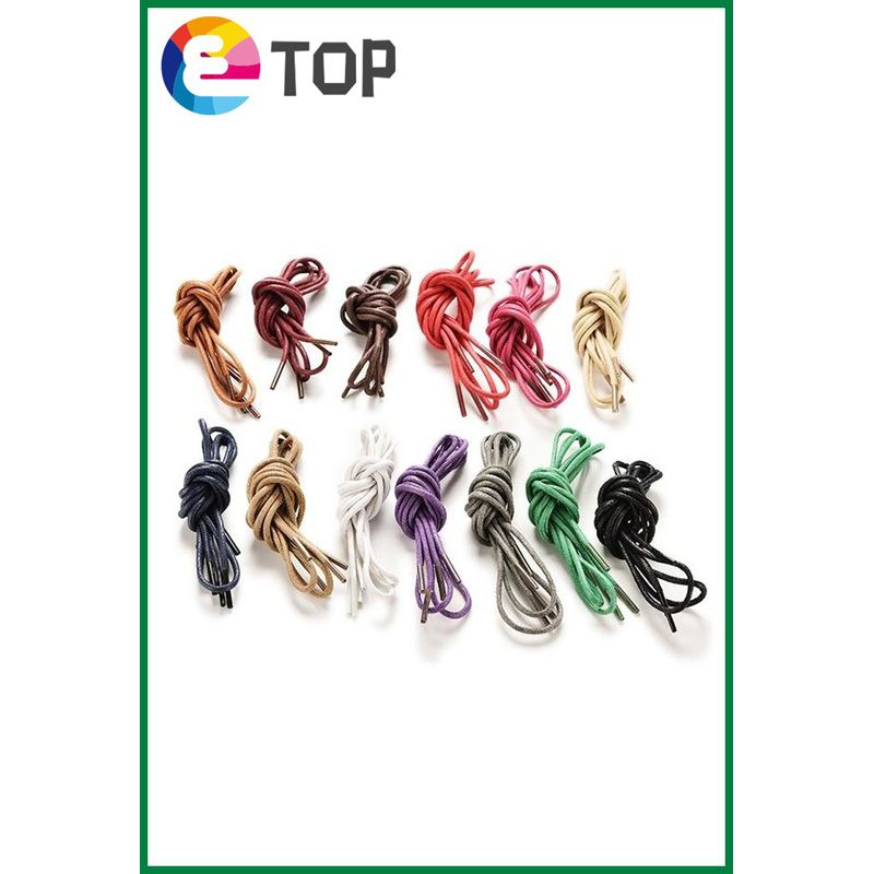 Multi Color Cotton Waxed Round Cord String Dress Shoe Laces 90cm 1 Pair