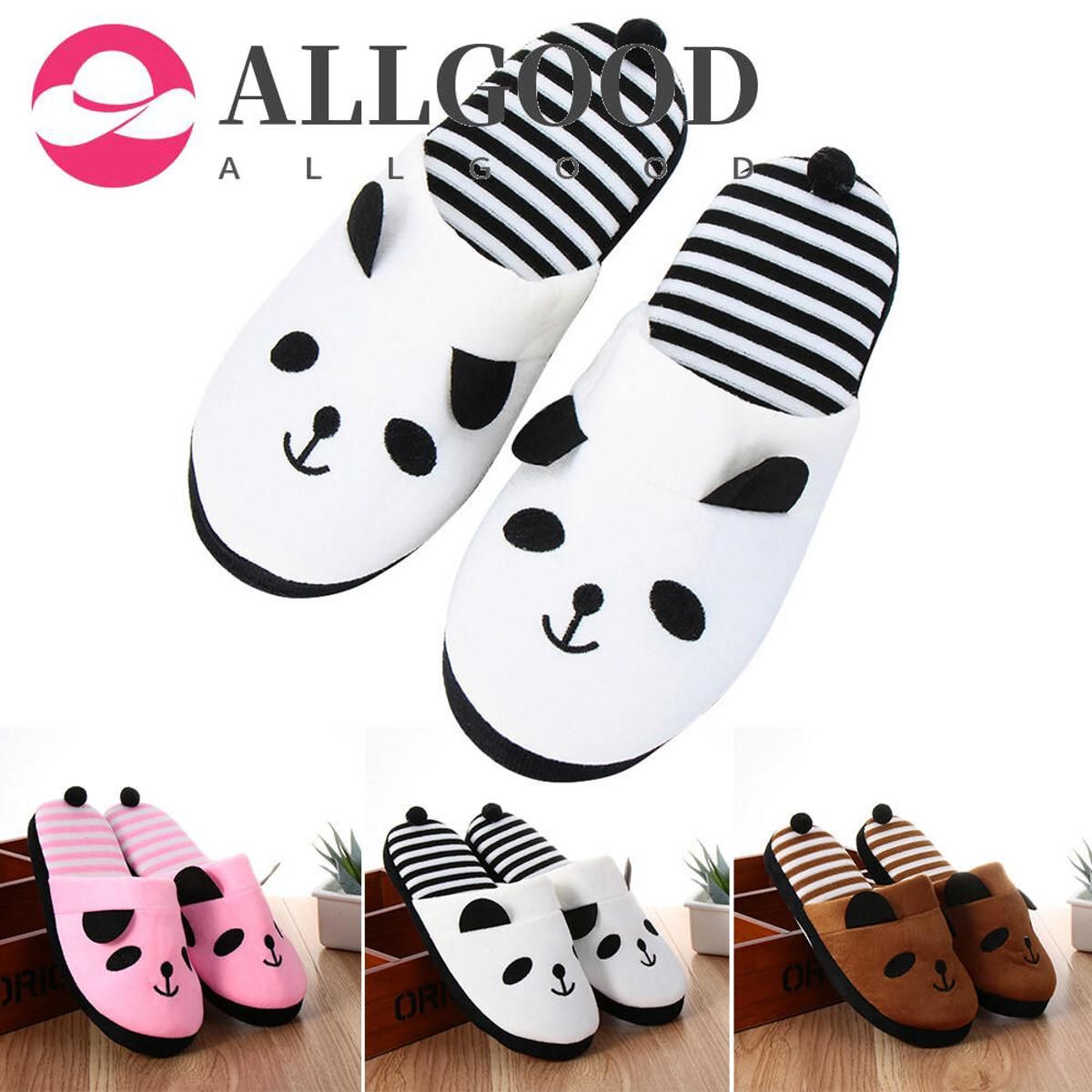 Women Stripe Xmas Gift Cartoon Panda Winter Slippers Bedroom Indoor Slippers Home Shoes
