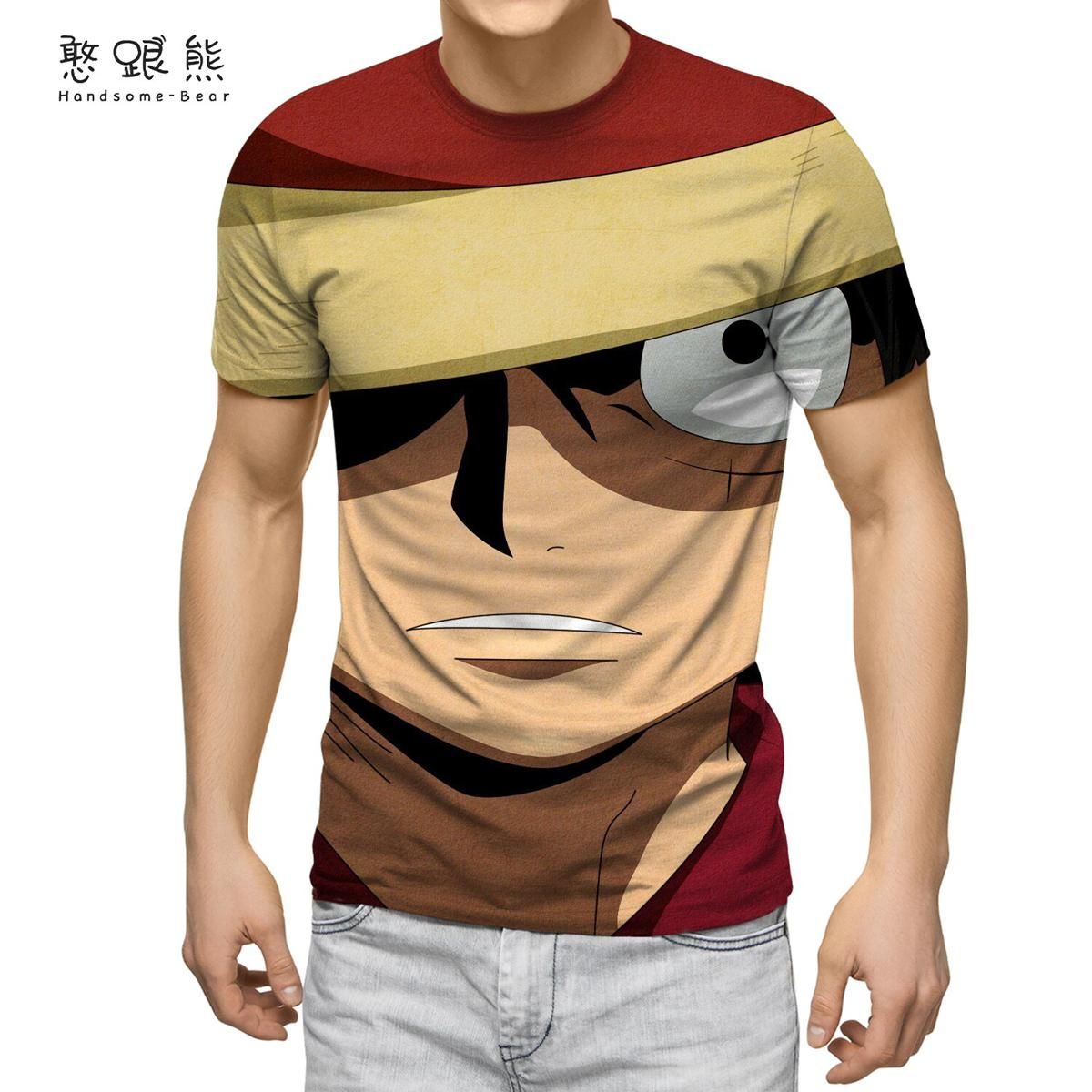 Cartoon Characters 3D Printing Men's T-shirts Anime O-Neck One Piece T-shirt Men's Summer Street Style Loose Men's Clothing