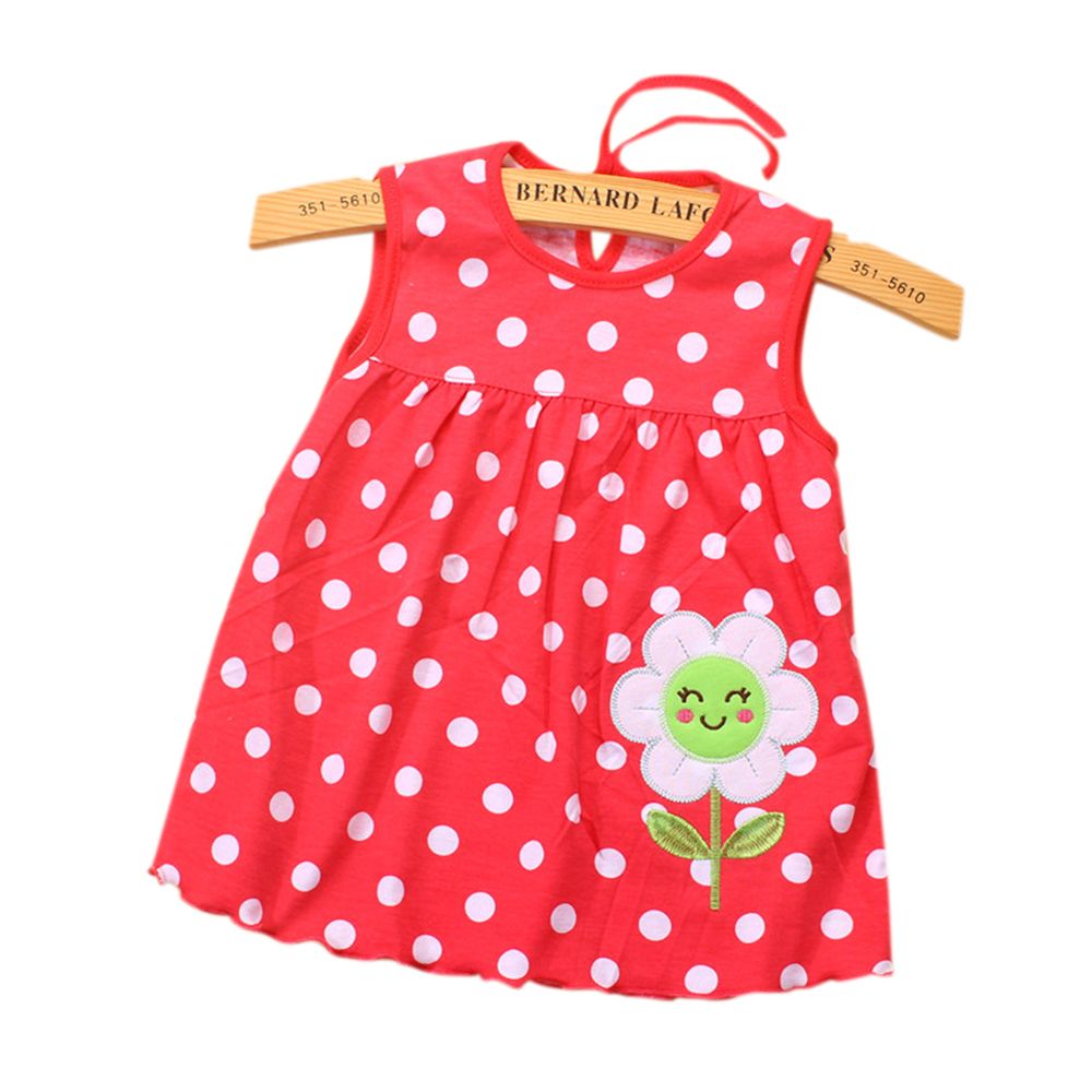 Cute Cartoon Newborn Baby Printing Sleeveless Dress Casual Round Neck Skirt