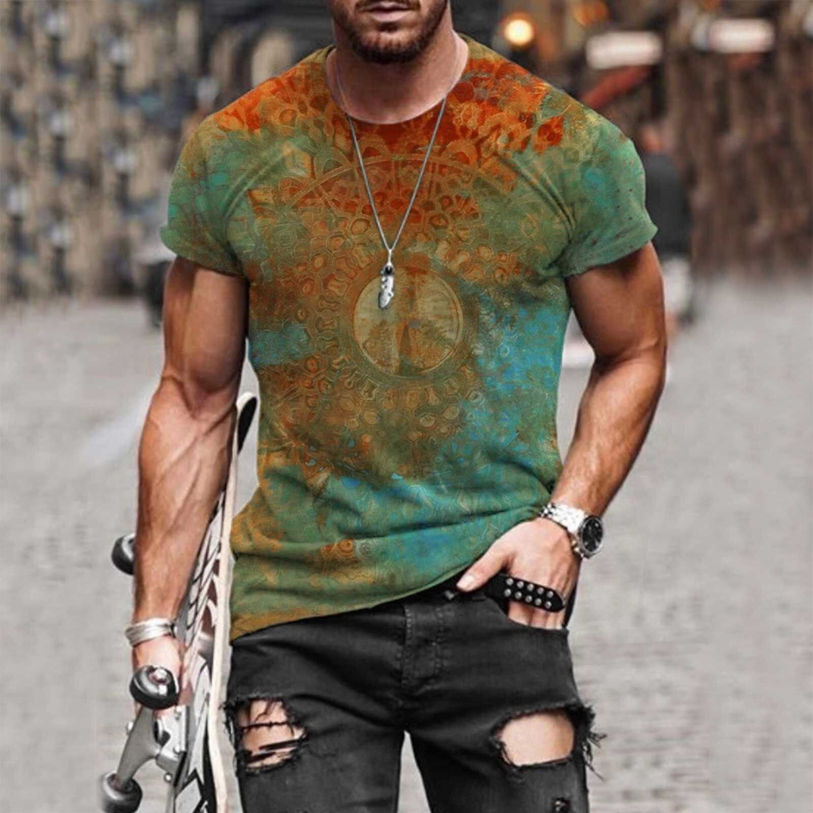 Summer Mens Oversized Vintage Short Sleeve T Shirts Fashion Harajuku Ethnic 3d Printed O Collared Tshirts Camiseta Mujer