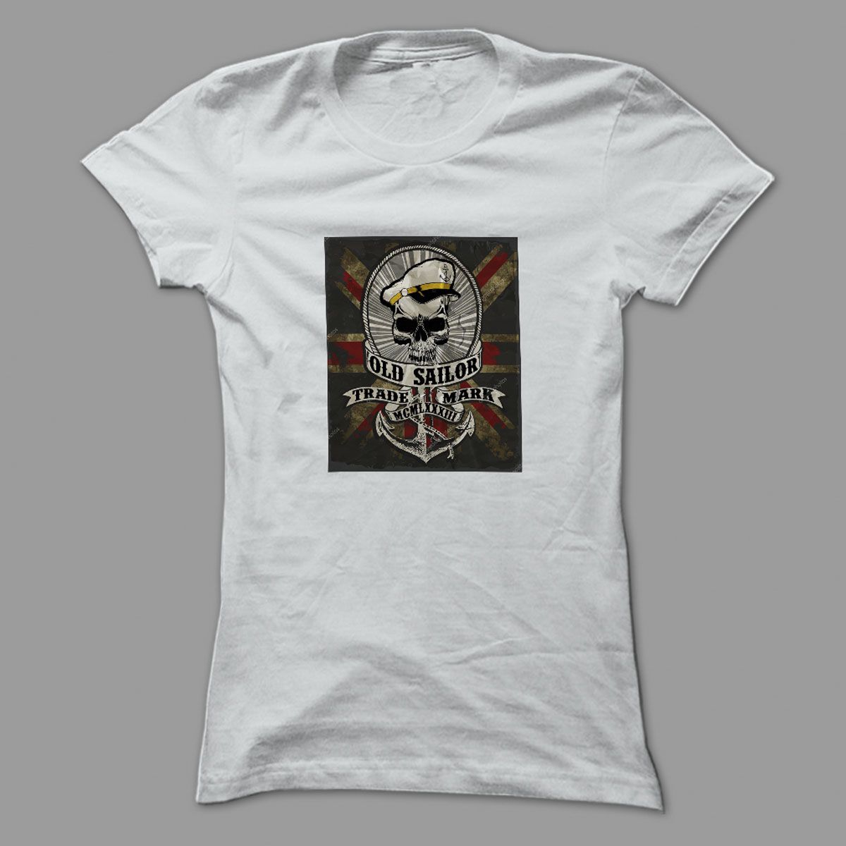 Old Sailor White Polyester T-shirt  Taz Fashion