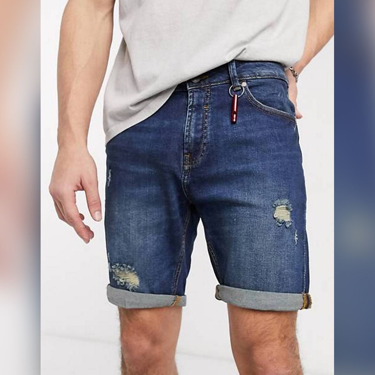 Navy Blue Denim Comfortable Short Pant For Men