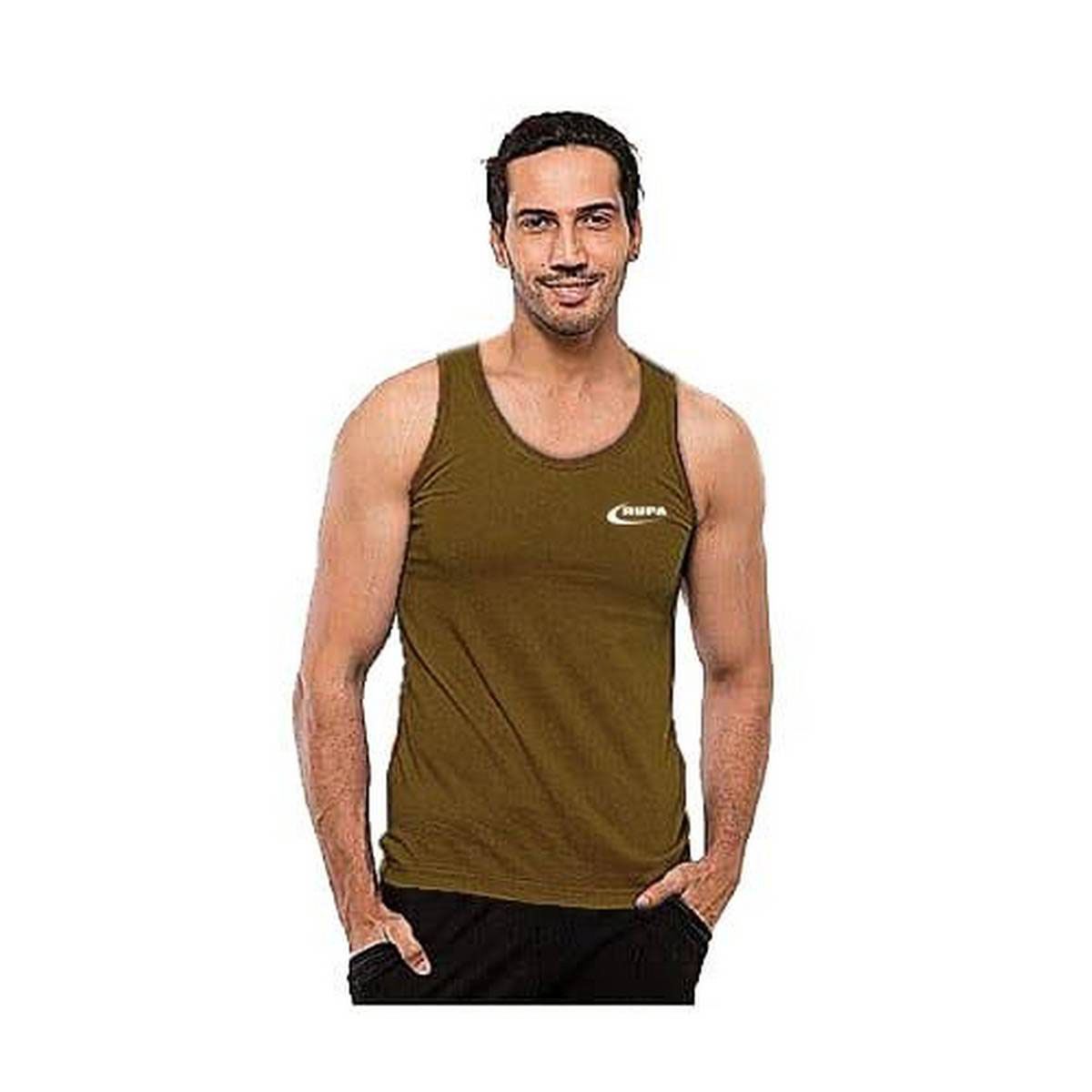 Rupa Frontline Brown Cotton Undershirt For Men