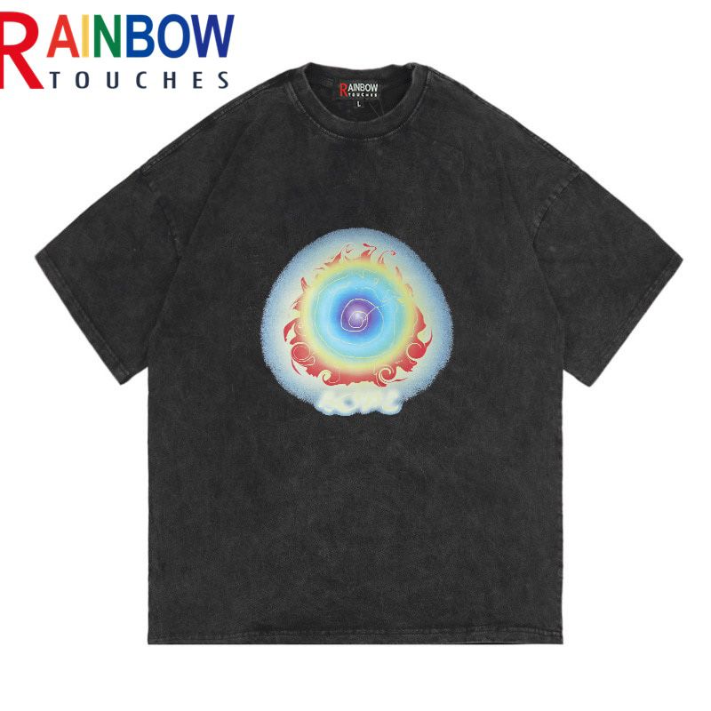 Rainbowtouches Short-Sleeve T-Shirt Uni High Street Vintage Graffiti Loose Casual T-shirts Harajuku Punk T Shirts Women