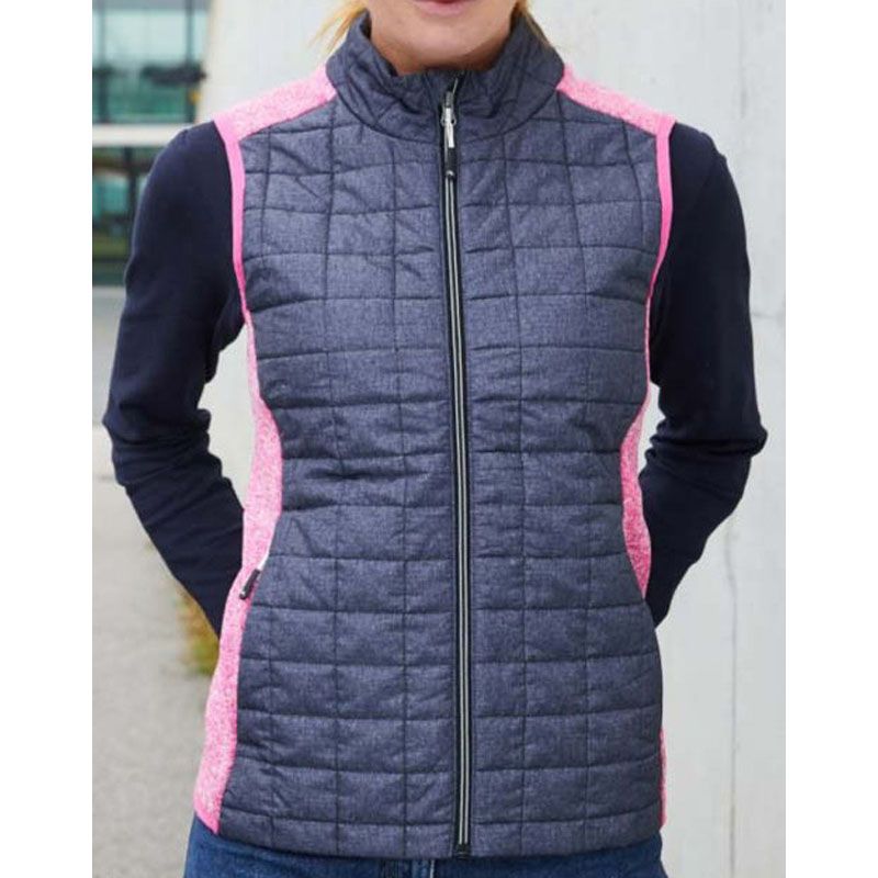 Ladies' Hybrid Knitted Vest- Grey & Pink