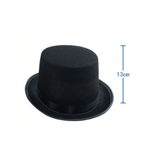 Solid Black Satin High Cap Adults Kids Flat Dome Top For Magician Costume Theatrical Plays Musicals Fedora