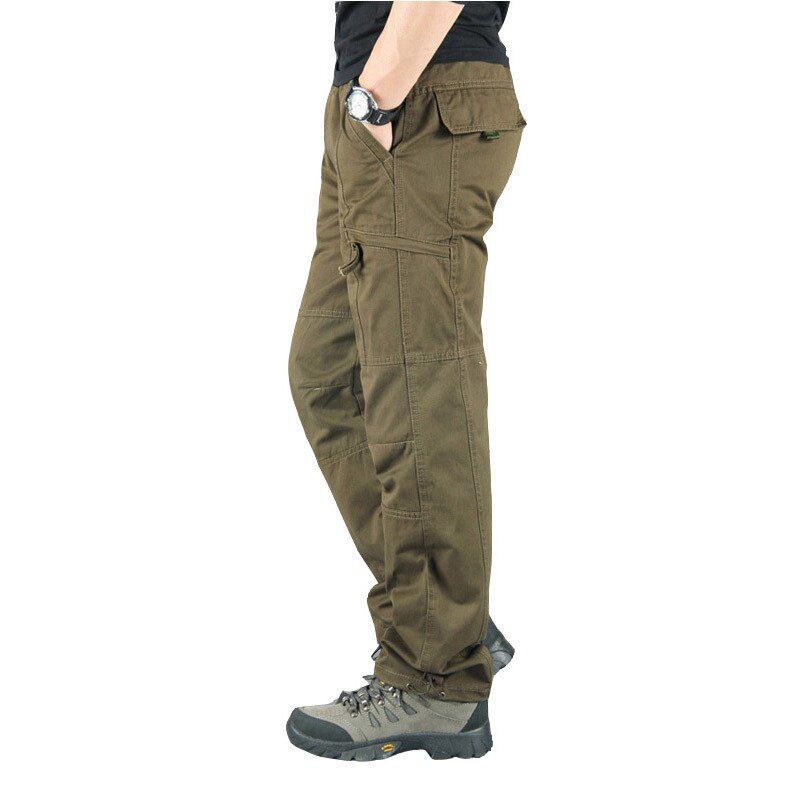 Cotton Cargo Pants Men Overalls   Style  Workout Straight Trousers Outwear Casual Multi cket Baggy Pants