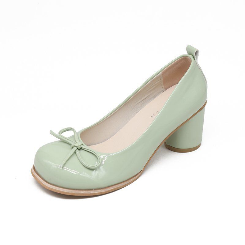 Round Toe student cute high heel shoes Bowknot Princess Kawaii Girl Women Shoes comfortable Vintage Sweet