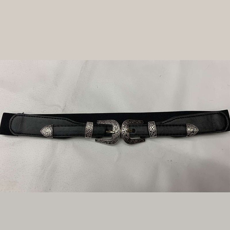 2020 New Hot Fashion Vintage carved design Metal Double Buckle Waist Belt Waistband Leather Belts for women female