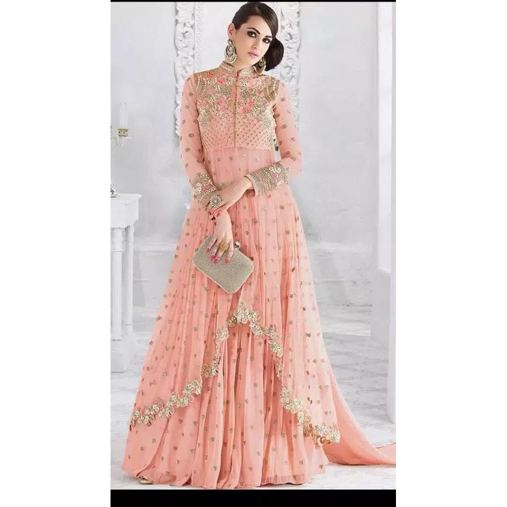 Exclusive Unstitched Pink Georgette Gown For Women