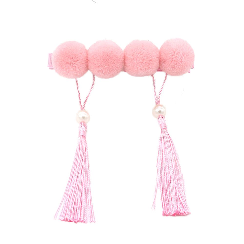 1Pair Chinese Style Kid Girl Pompom Fan Tassel Hairpins Hair Clips cessories