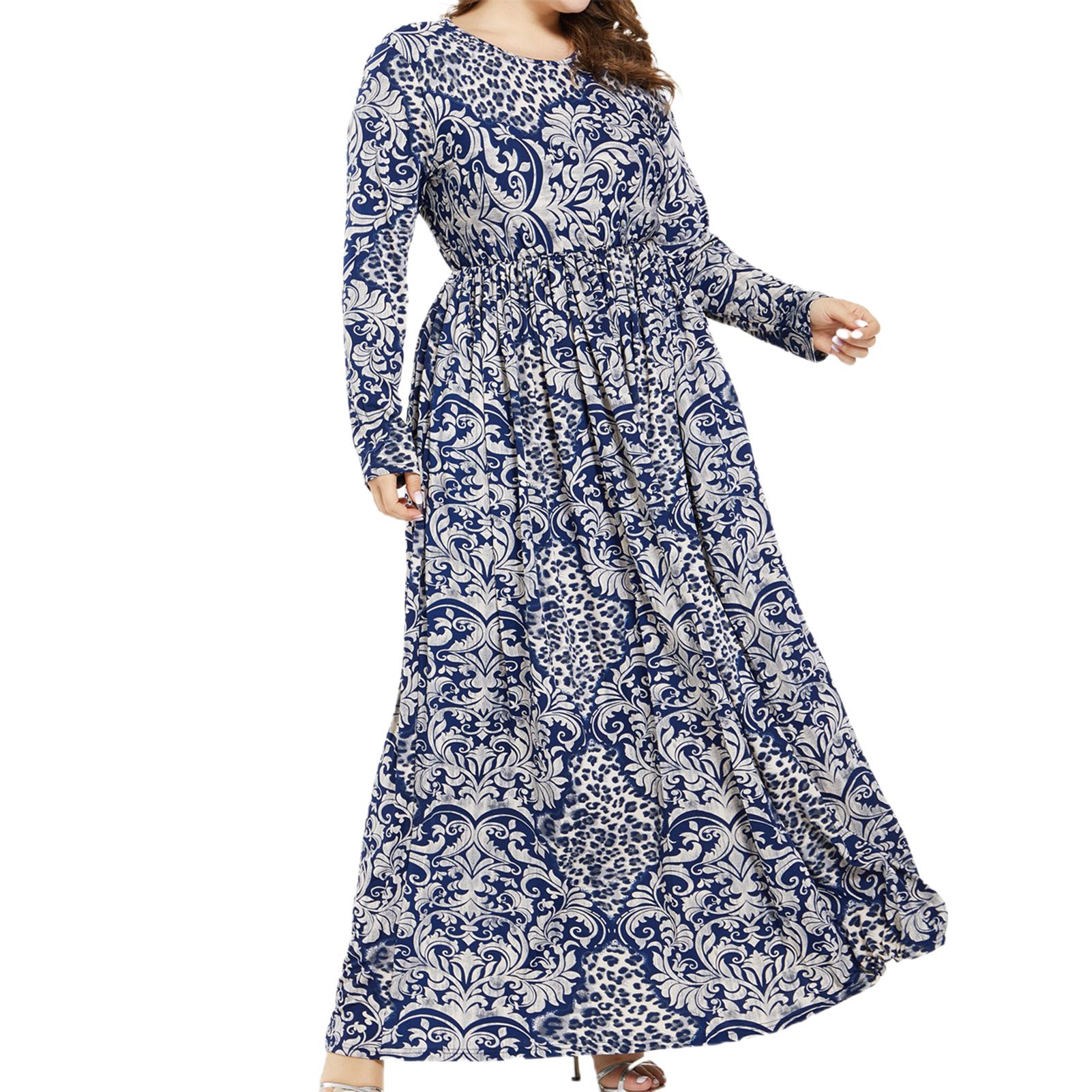 Maxi Dress Retro Floral Print Plus Size Bohemia Vintage Dress