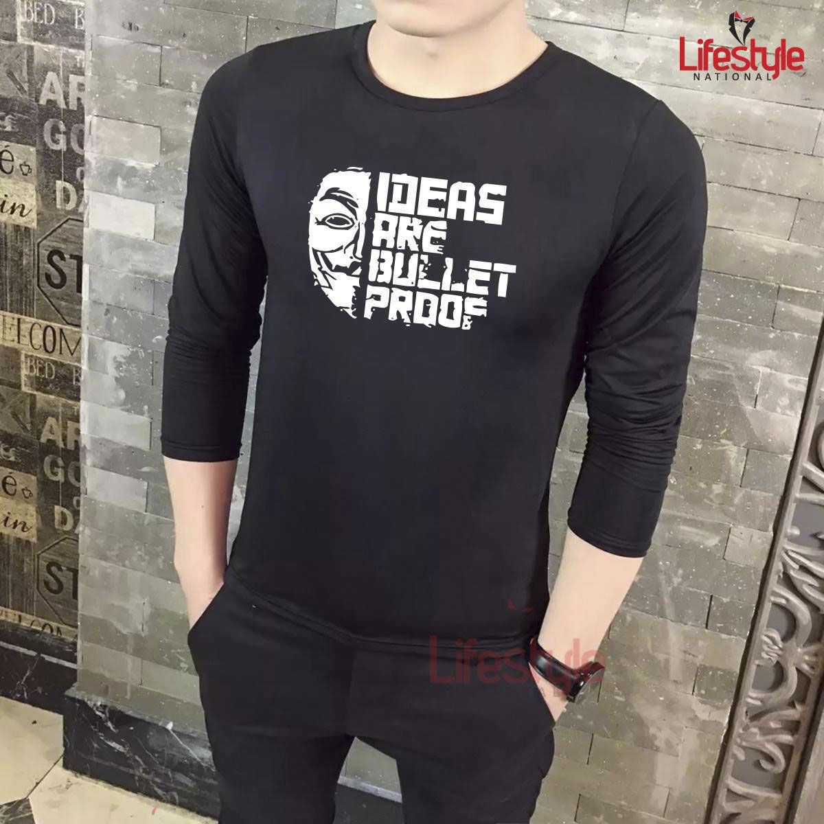 Black Color Men's Full Sleeve T-Shirt By Lifestyle National- Code- LN4976T