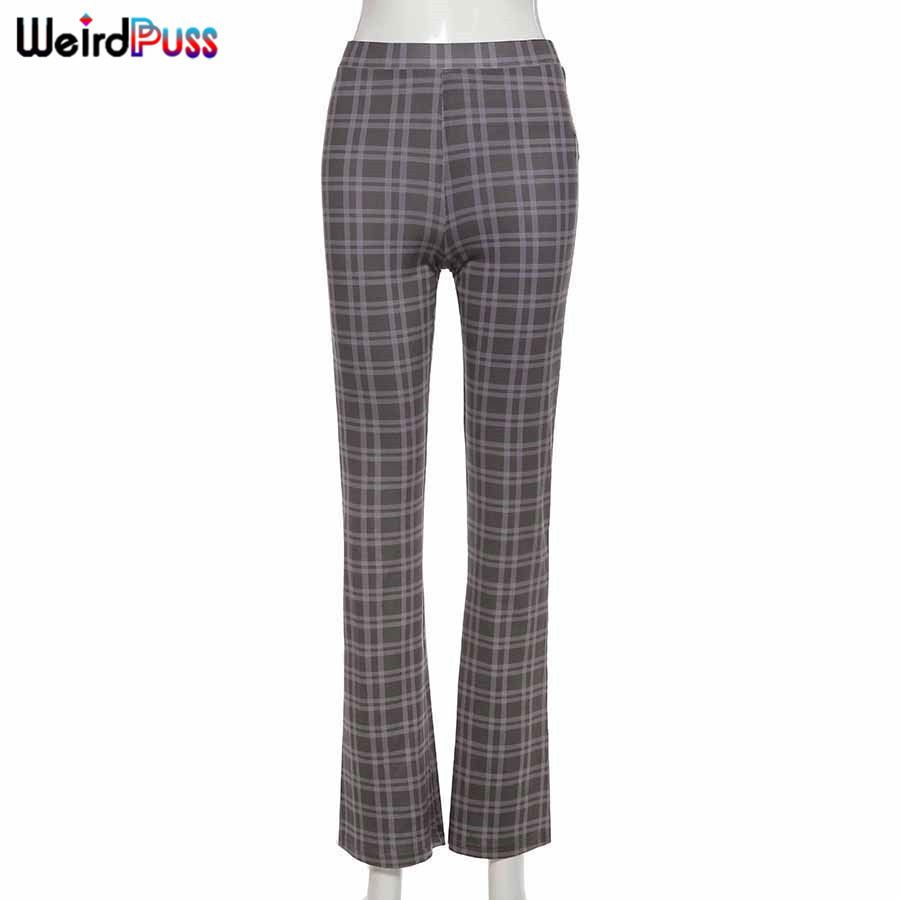 Weird Puss High Waist Straight Pants E-Girl Striped Print Women Skinny Fashion Streetwear Elegant Slim Thin Long Trousers