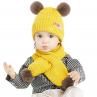 Baby Autumn Winter Cute Star Moon Pattern Hat Cap Scarf Set with Ear Protection