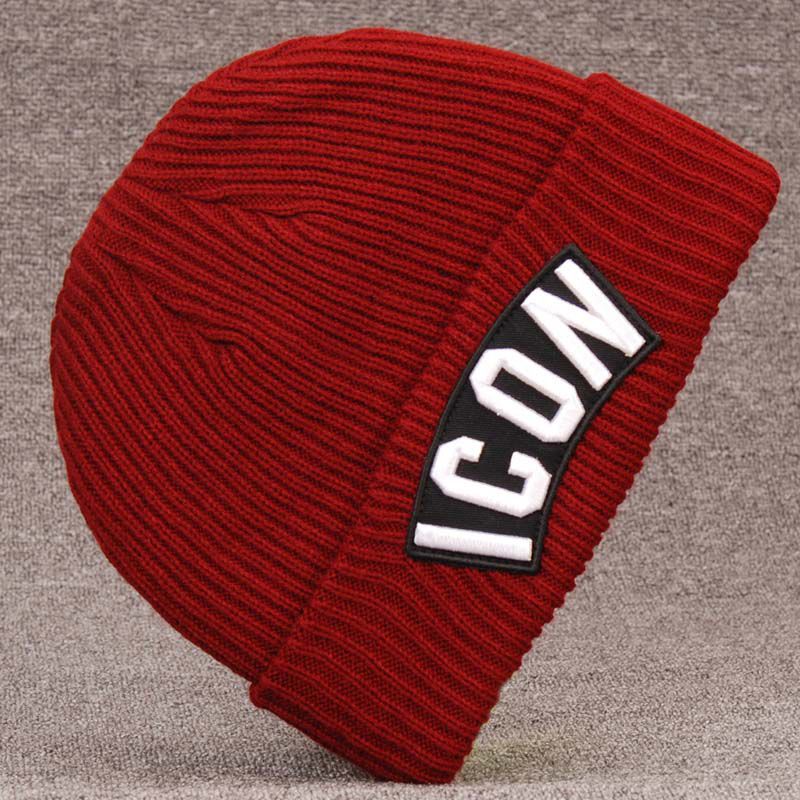 DSQICOND2 Skullies Beanie Skiing Knitted ICON Women Men Winter Cap Warm Baggy Beanies Knit Skullies Bonnet Caps