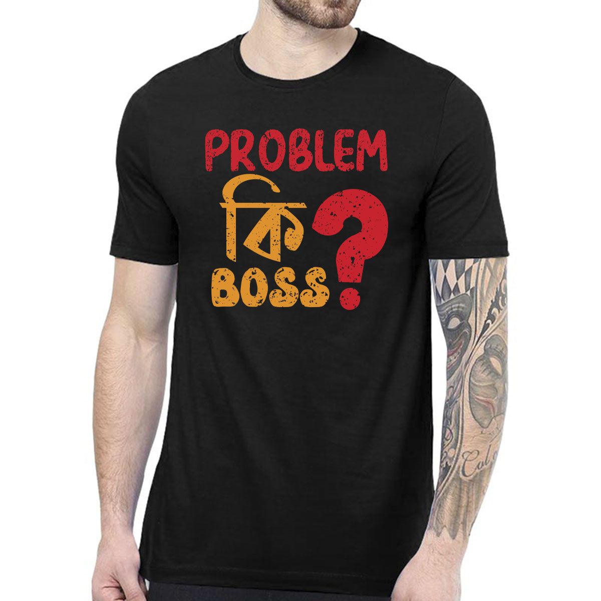 "Problem Ki Boss" Permanent Graphic Cotton T-Shirt for Men 0074