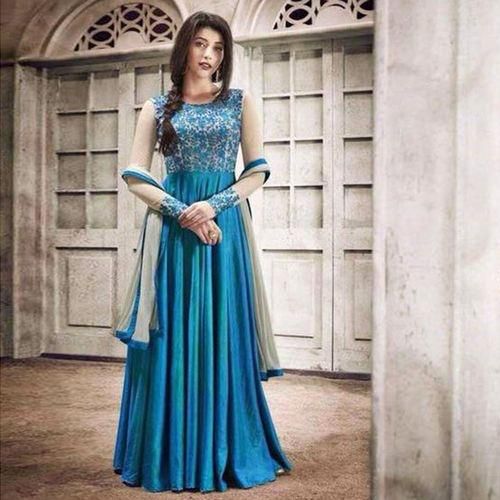 Unstitched Blue Georgette Gown for Women