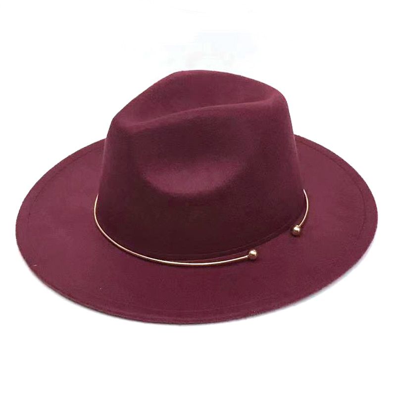 YOYOCORN Wool Fedora Warm Jazz Hat Chapeau Femme feutre Panaman hat Felt Women Fedora Hats with Pearls Belt Vintage Trilby Caps