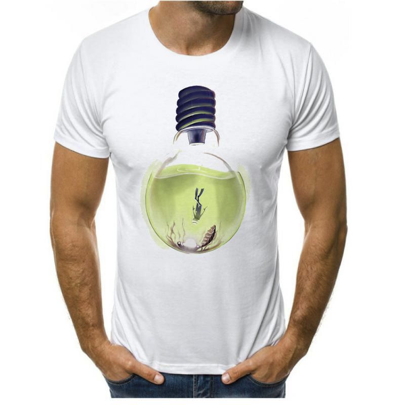 summer new product 3d solid color gradient T-shirt with white background lacquer light Harajuku top fashion men's and women