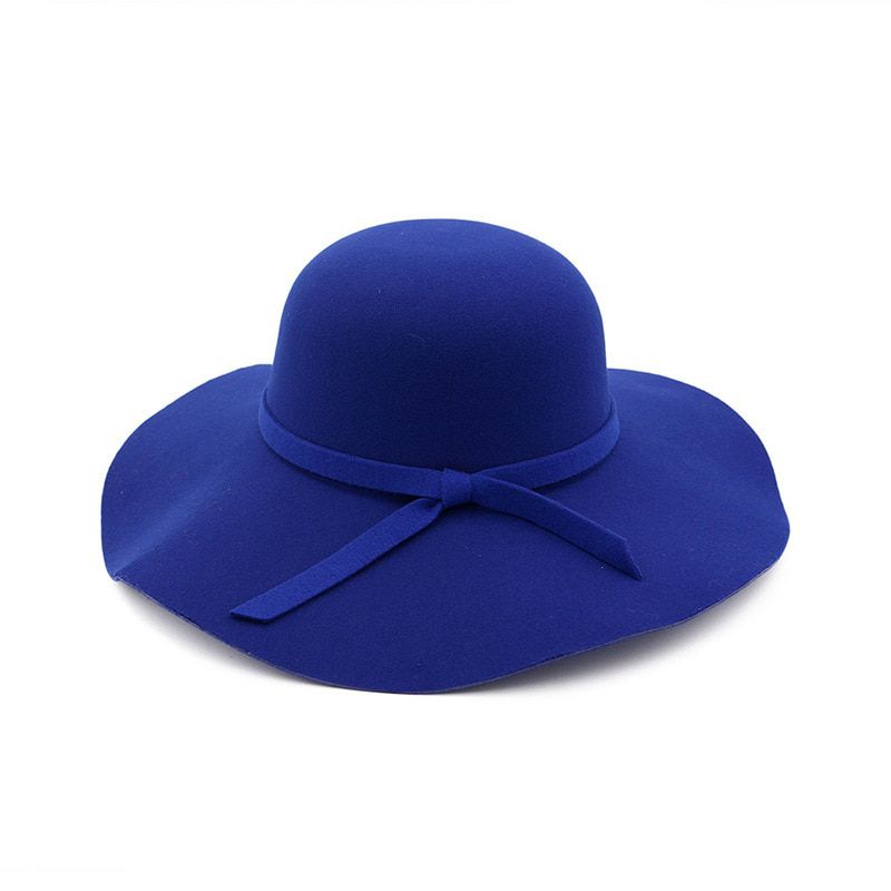 Fashion Casual Fedora Cap Wide Brimmed Dome Hats for Women High Quality Autumn and Winter Wool Floppy Ladies Black ClocHat