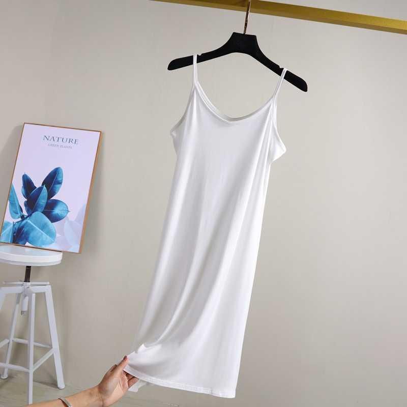 Women Sleeveless Dresses Solid Color Modal Skirt Loose Vest Dress Plus Size Spaghetti Strap Nightdress for Girls Pajamas