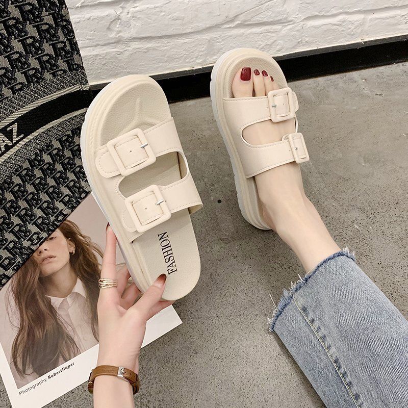 New Summer Women's Sandals Stitching Surface Buckle Thick Bottom Sports Harajuku Style Beach Flat Casual Shoes Manufacturer