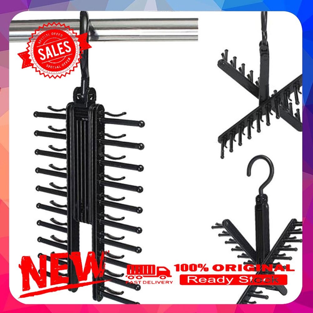 Vist Fox Adjustable 360 Degree Rotating 20 Tie Belt Scarf Hanger Rack Holder Organizer