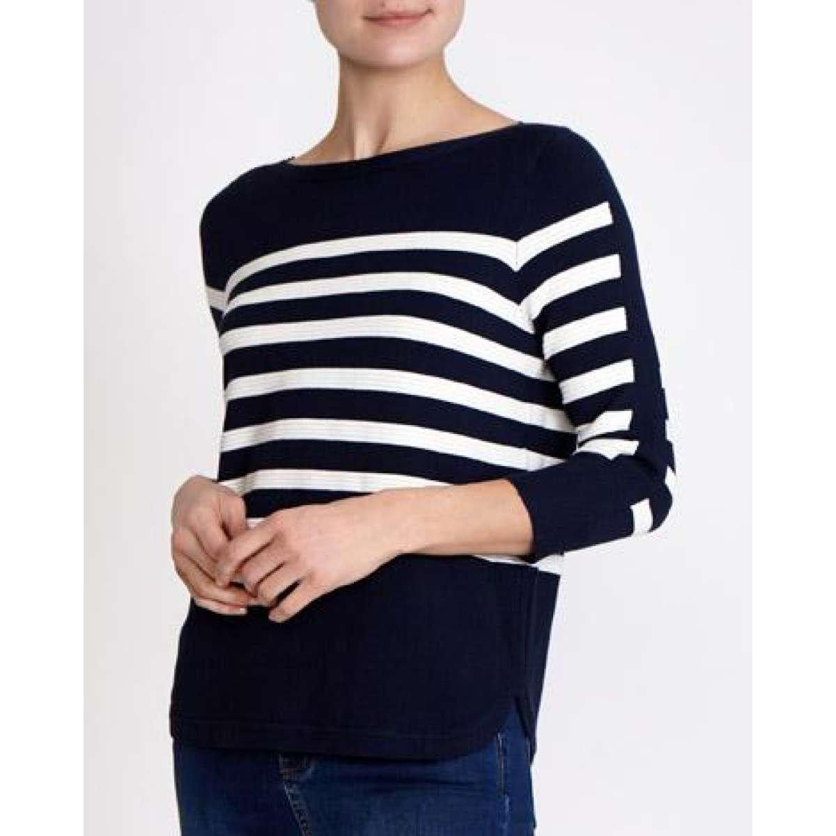 Viscose 3/4 Sleeve Textured Stripe Sweater for Women