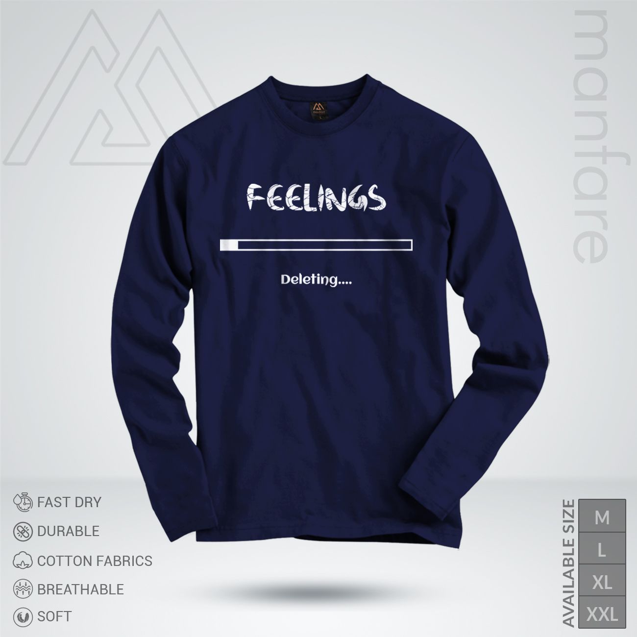 Feelings Deleting - Manfare's Long Sleeve T Shirt (MF-255-L)T Shirt For Man