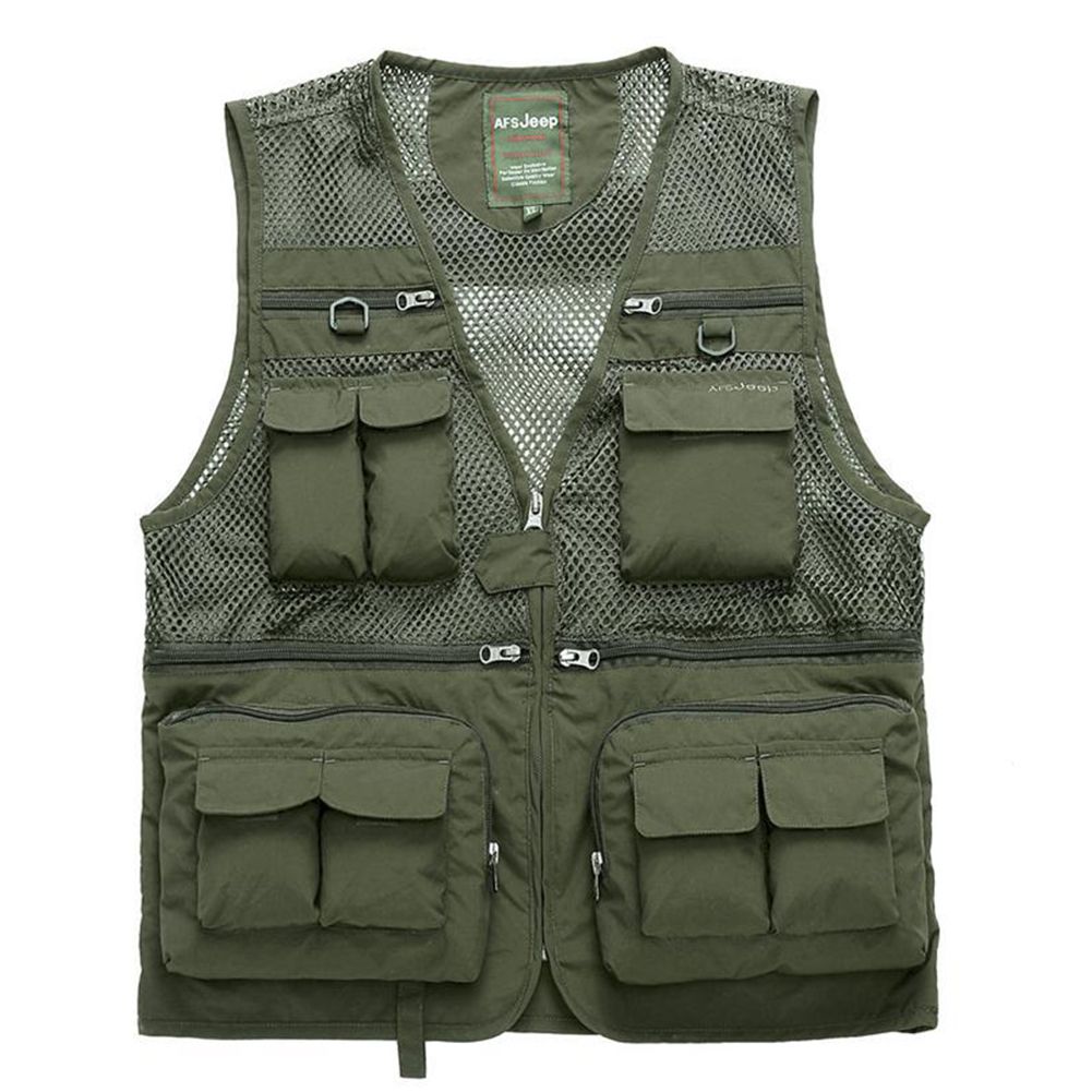 Outdoor Zip Up Fishing Vest Quick-drying Breathable Multi-pocket Mesh  graphy Hiking