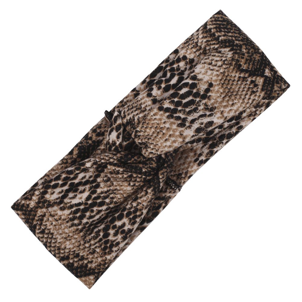 Snakeskin Print Cross Knot Elastic Wide Headband Women Sports Yoga Hair Band