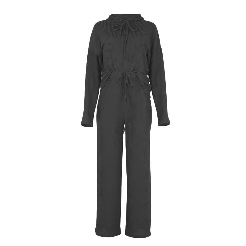 Autumn Winter Knitted Pajama Set Women Hooded Pajama Pants Home Suit for Women Long Sleeve Sleepwear Loose Lounge Wear Ladies