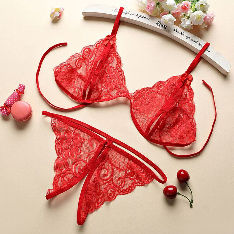 Bra Women Lingerie  Sleeveless Strapless Sleepwear Lace Bra Set Transparent Wire Free Intimates  Underwear Set Women