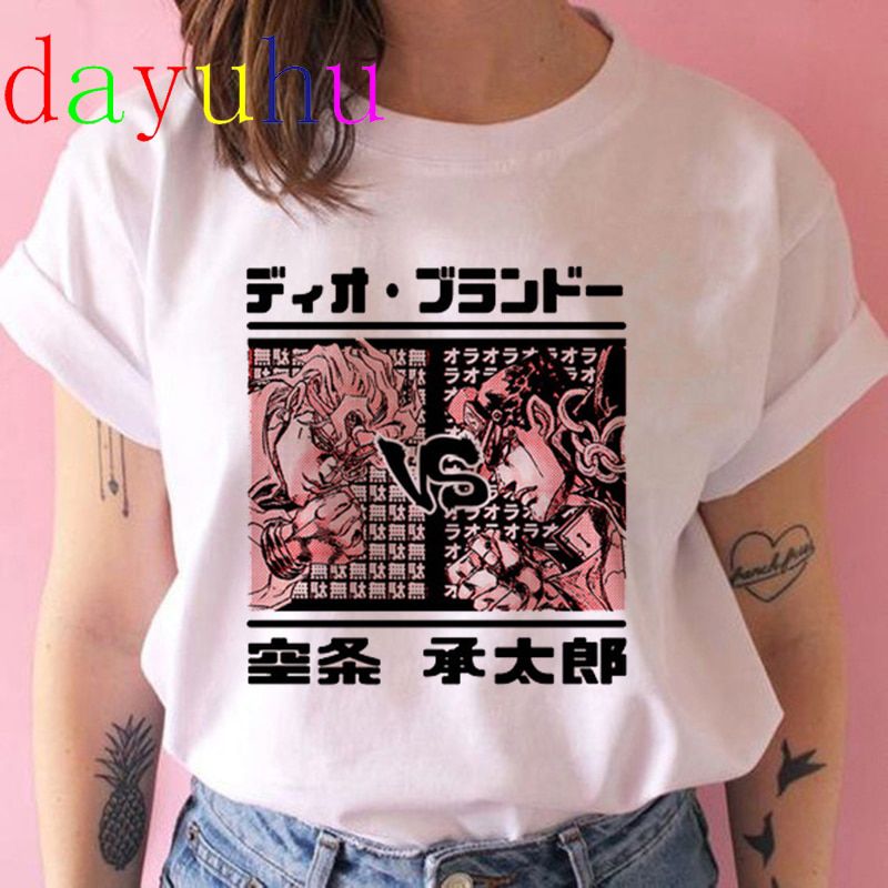 Jojo Bizarre Adventure T Shirt Women Japan Anime Summer Top T-shirt Kawaii Jojo Graphic Tshirt Unisex Cartoon Female Manga