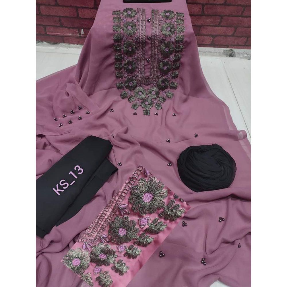 Indian Excellent Georgette Embroidery Comfortable Salwar Kameez for Women [3 piece]