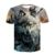 Raccoon round neck black T-shirt fashion casual outdoor streetwear summer T-shirt 3d men's short-sleeved T-shirt top