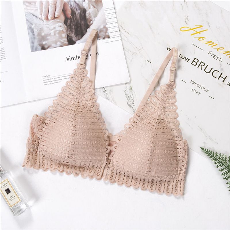 Hot  Lace Wireless Front Closure Bras For Women  Lingerie Adjusted Push Up Bra Comfort Breathable Backless Bralette 2019