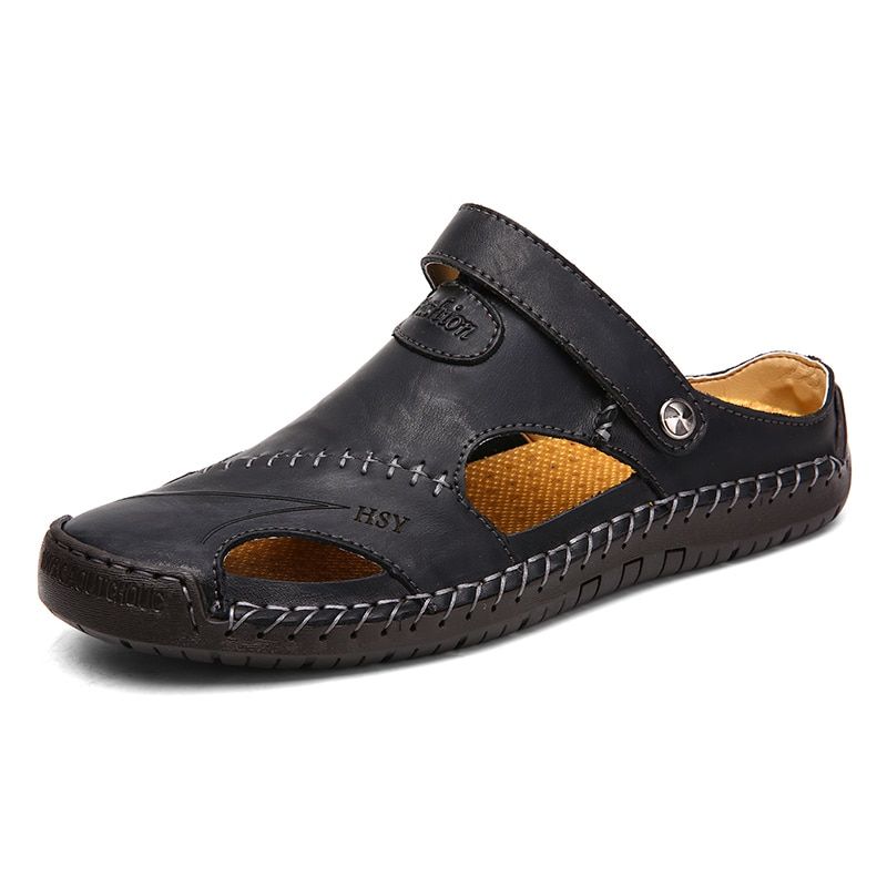 2019 New Style Fashion Men leather Sandals Men's Comfortable Casual Shoes Male Summer Lightweight Beach Sandals Big Size 38-48