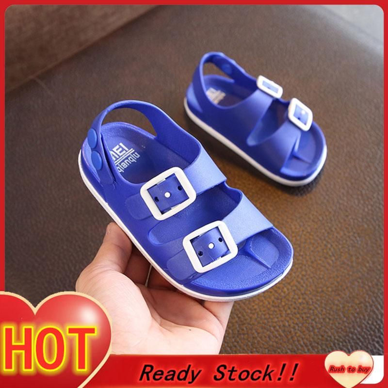 Shoes for kids fashion boys sandals lightweight waterproof non-slip solid color buckle sandals【READY STOCK -High Quality】