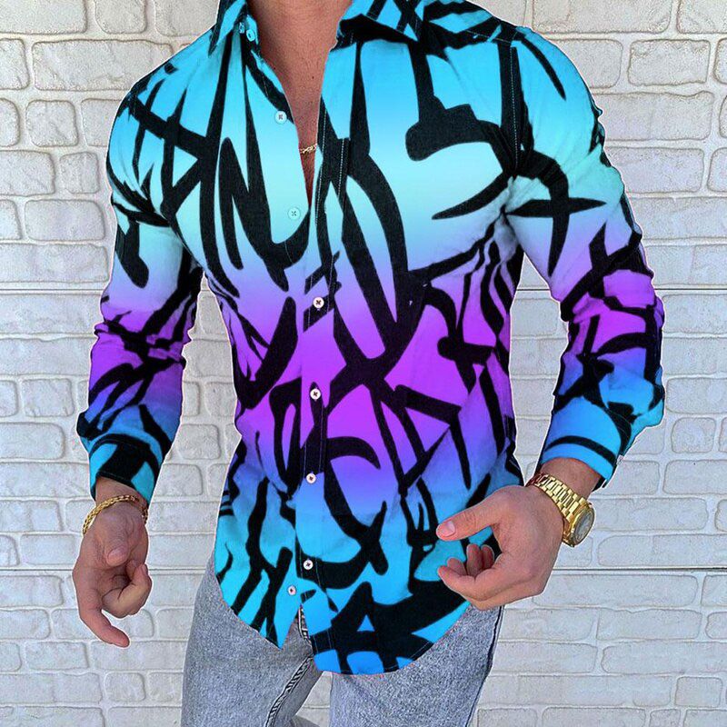 Men 2021 Spring New Skull Print Shirt Men Fashion Trend Personality Casual Rhinestones Slim Long Sleeve Dress Shirt Men
