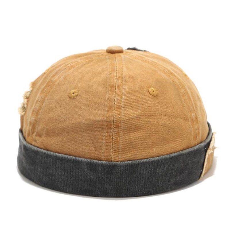 Vintage Hop Men Hat Washed Cotton Retro Skull cap Adjustable Brimless Hat Landlord Breathable Beanie Hat Sailor Cap