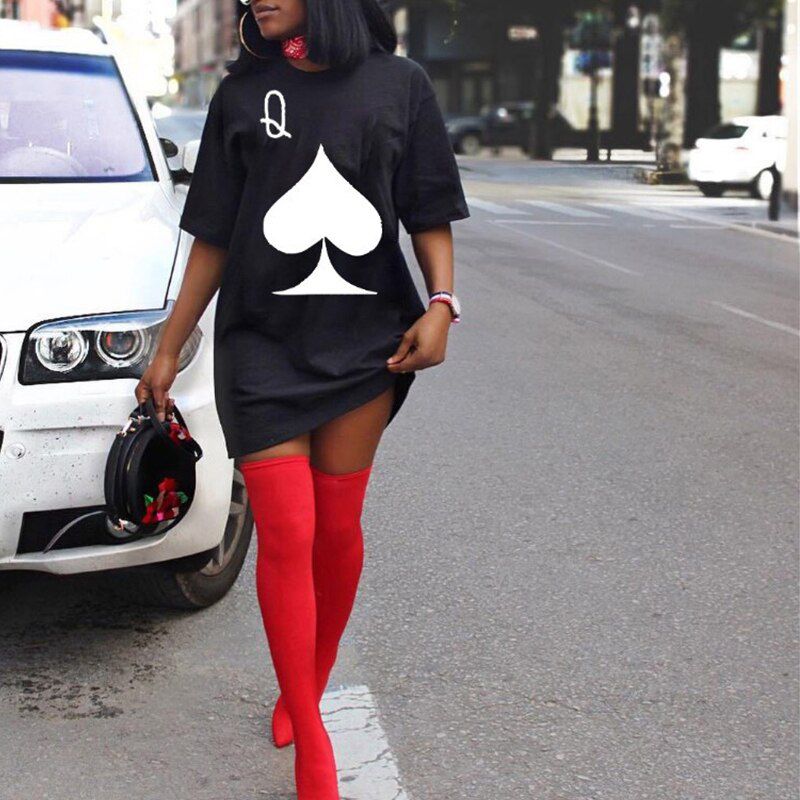 Plus Size Clothing for Women Summer Dresses Short Sleeve Crewneck  Pattern Pullovers Tshirt Dress Wholesale Dropshipping