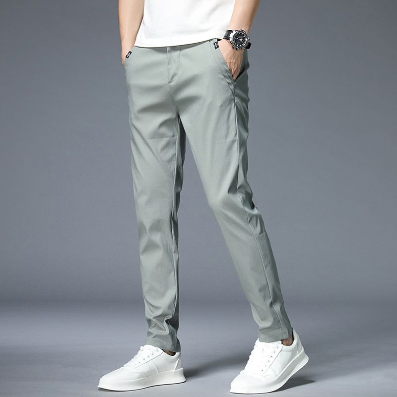 Autumn New Casual Pants Men Cotton Classic Style Fashion Business Slim Fit Straight Cotton Solid Color Trousers 38