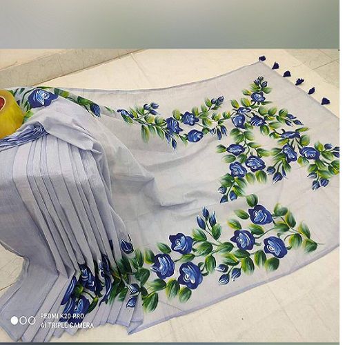 Half Silk Hand print Saree