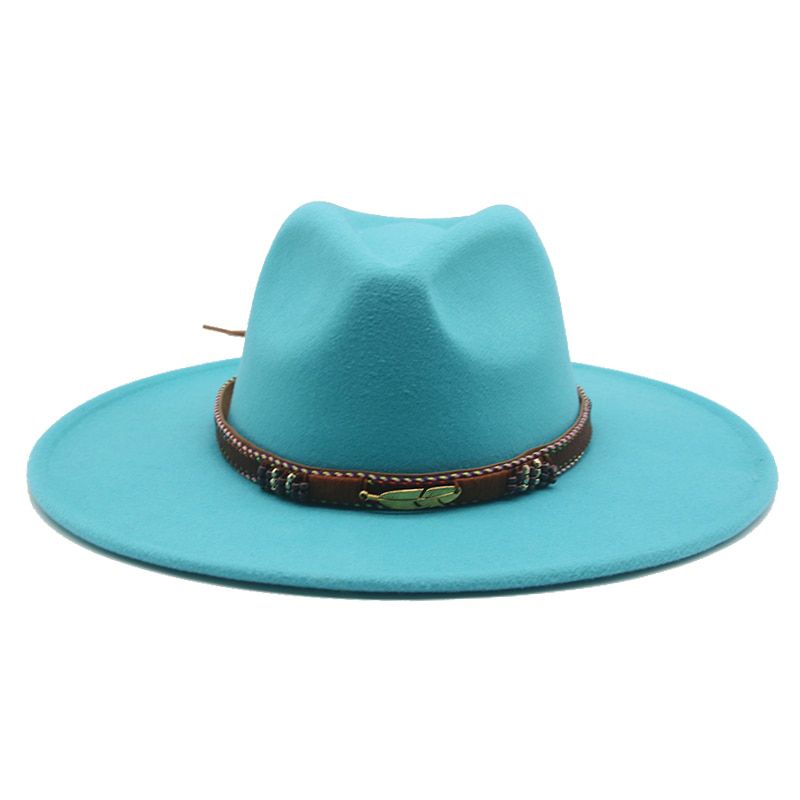Fedoras Hats Big Brim 9.5cm Solid Band Belt Luxury Women Hats Red Black White Wedding Church Hats for Women SombrDe Mujer