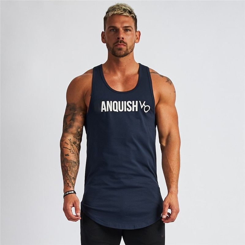 Summer streetwear casual cotton back jogger gyms fitness men's srtswear workout fitness men's clothing fashion tops