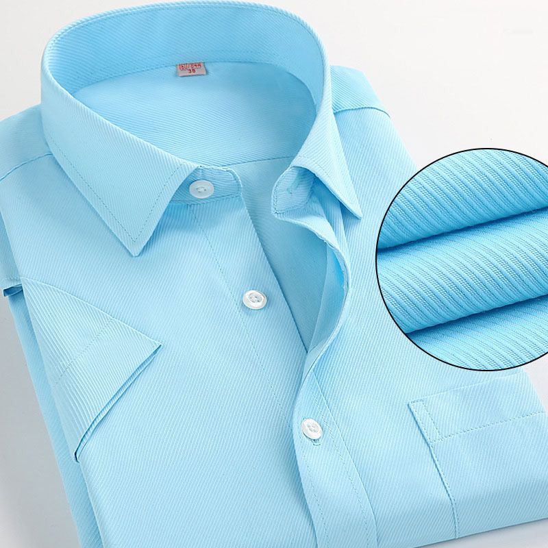Men's Short Sleeved Dress Shirt Twill Summer White Blue Pink Black Classic Fit Shirt Solid Business Smart Casual Social Shirts