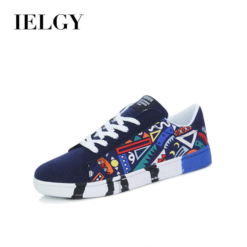 IELGY New men's canvas shoes color matching breathable skate shoes